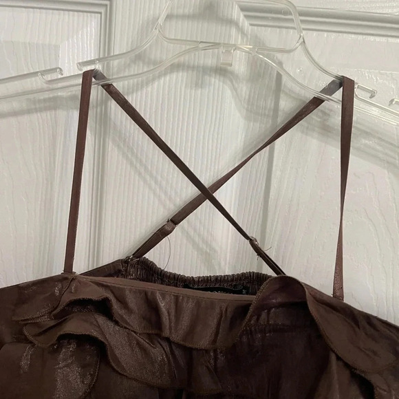 Juniors Y2K Vintage Zoompy Brown Tiered Ruffle Mini Dress Medium 90’s Retro - Picture 3 of 7